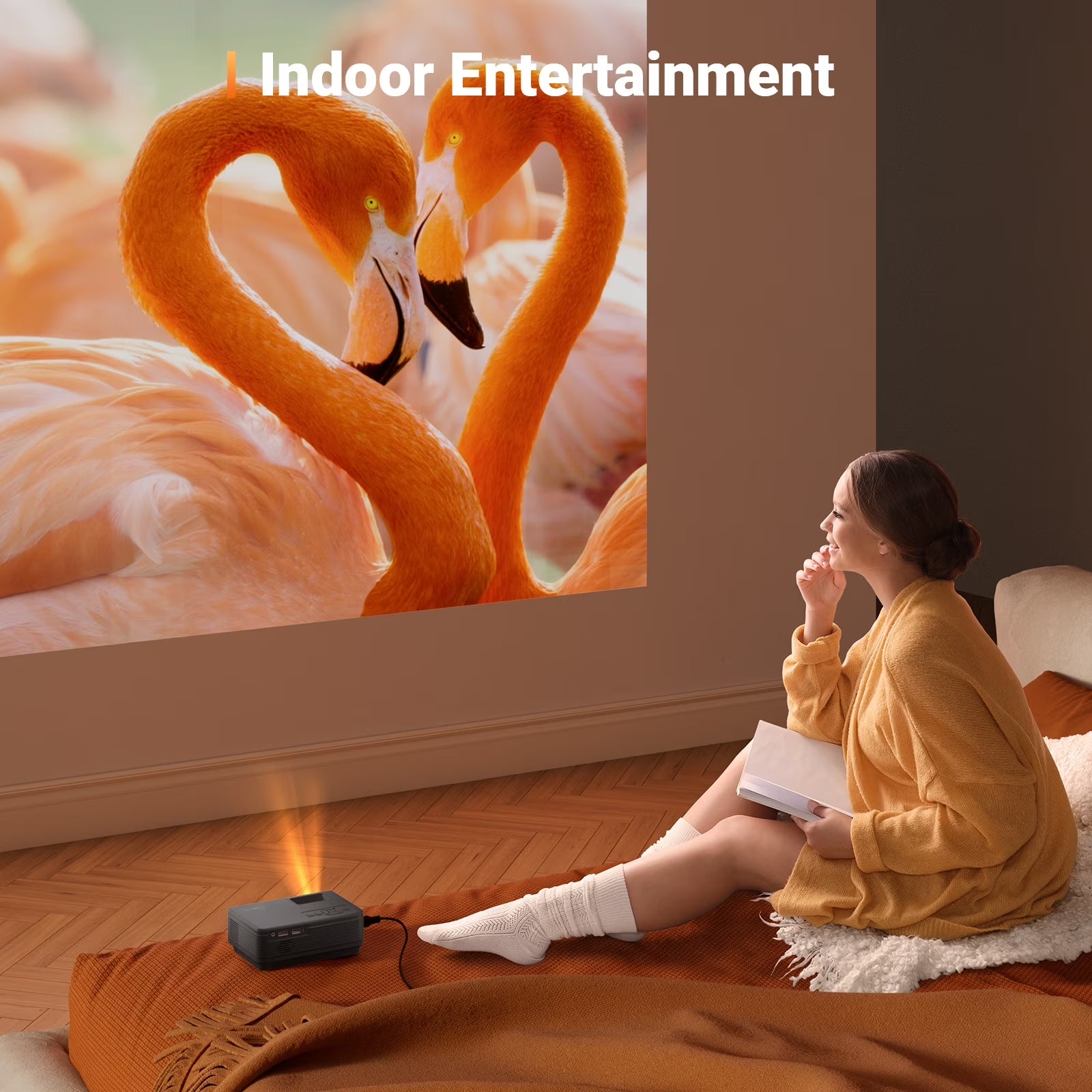 Portable 1080P Mini Projector, Compatible with iOS, Android, Windows, TV, HDMI, and USB - Black