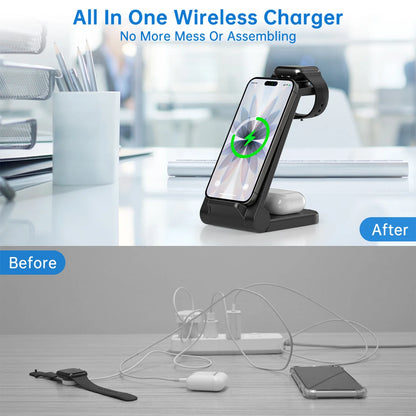 Wireless Charger for Iphone-23W 3 in 1 Fast Charging Station Compatible for Iphone 17/16E/15/14/13/12/11 Pro Max, Airpods 4/3/2/Pro, Iwatch Series 2-11, Samsung Charger Stand