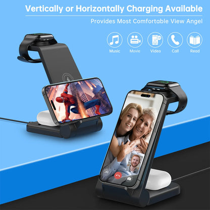 Wireless Charger for Iphone-23W 3 in 1 Fast Charging Station Compatible for Iphone 17/16E/15/14/13/12/11 Pro Max, Airpods 4/3/2/Pro, Iwatch Series 2-11, Samsung Charger Stand