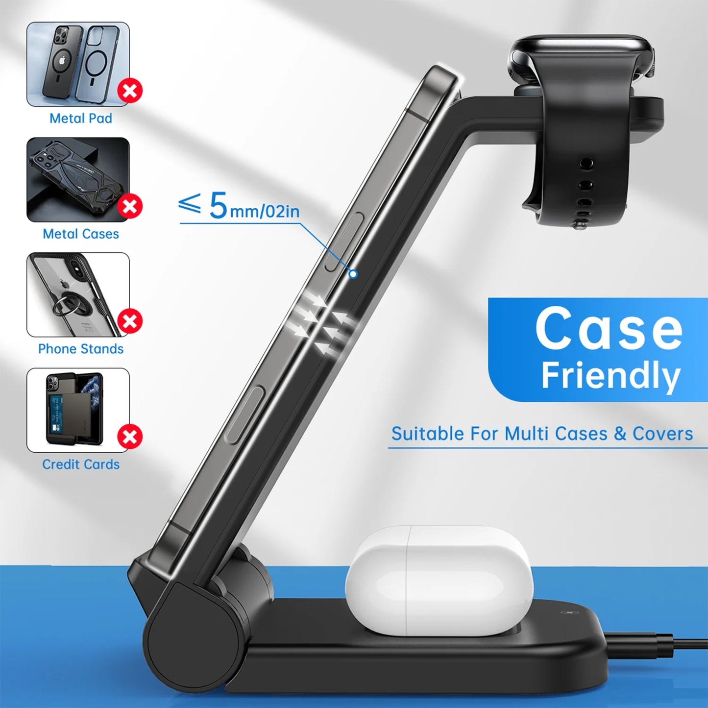 Wireless Charger for Iphone-23W 3 in 1 Fast Charging Station Compatible for Iphone 17/16E/15/14/13/12/11 Pro Max, Airpods 4/3/2/Pro, Iwatch Series 2-11, Samsung Charger Stand