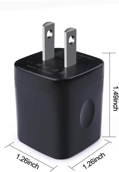 3-Pack Fast Charge Wall Charger Cube - Dual Port 2.1A Power Brick for iPhone 17/16/15/14/13/12/11/Xr/8/7/6 Plus & Samsung Galaxy S24/S23/S22/S21/S10