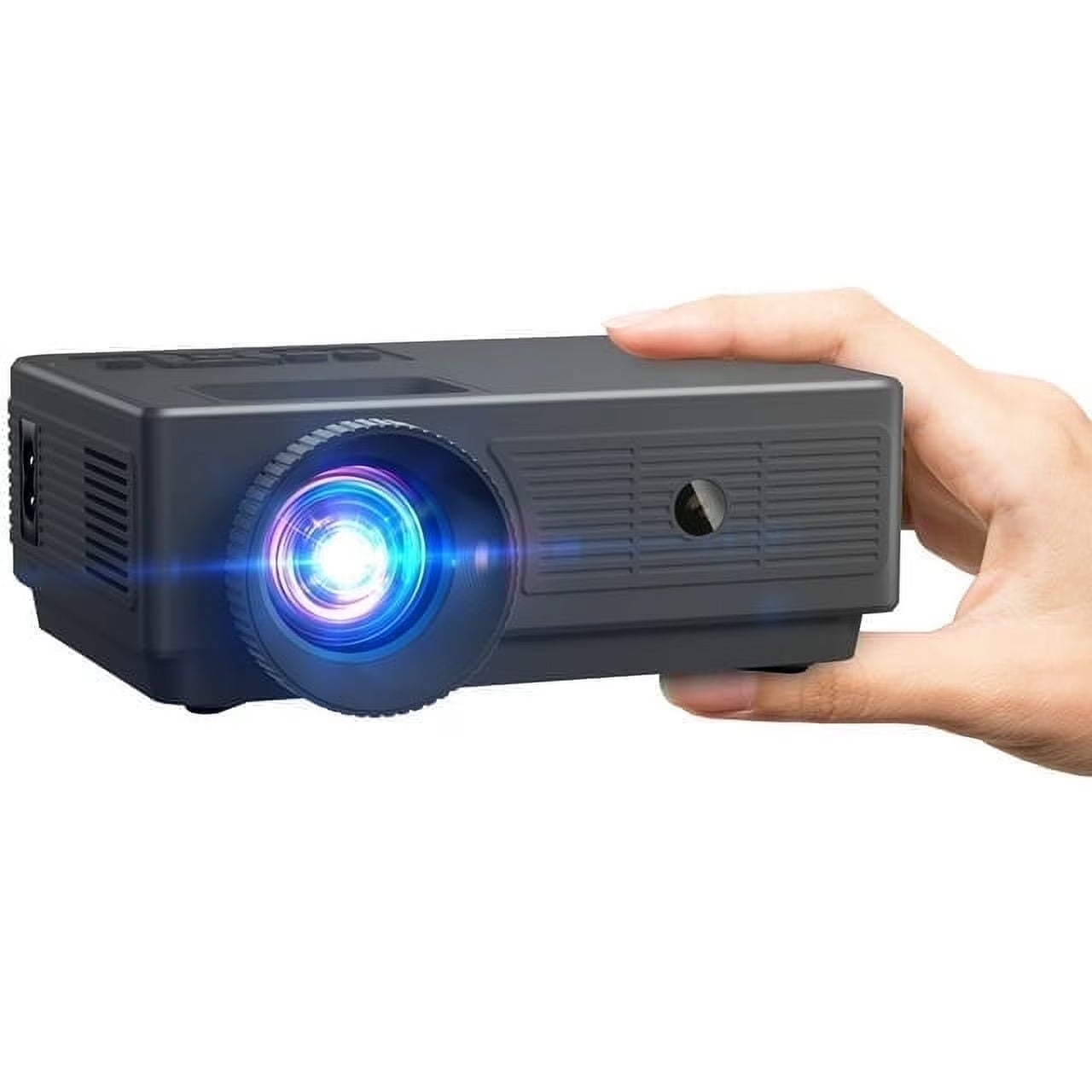 Portable 1080P Mini Projector, Compatible with iOS, Android, Windows, TV, HDMI, and USB - Black