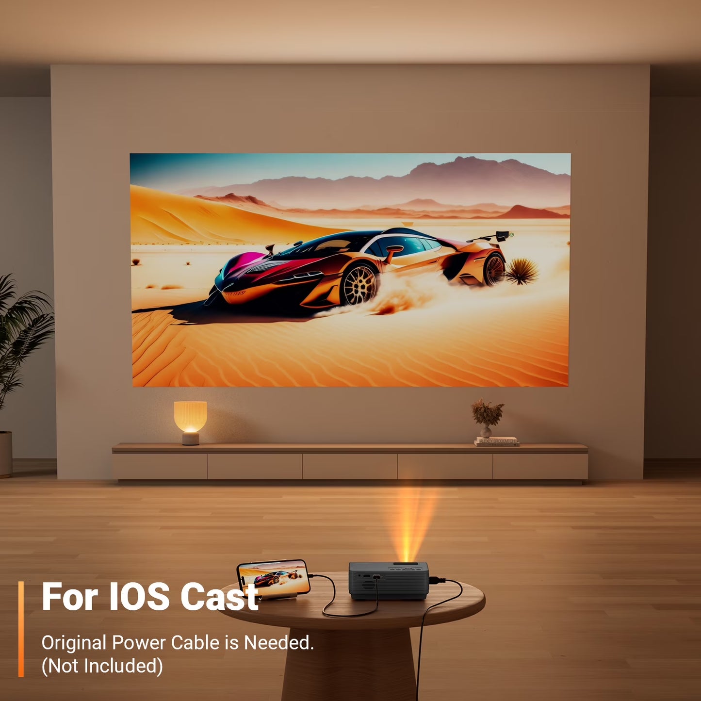 Portable 1080P Mini Projector, Compatible with iOS, Android, Windows, TV, HDMI, and USB - Black