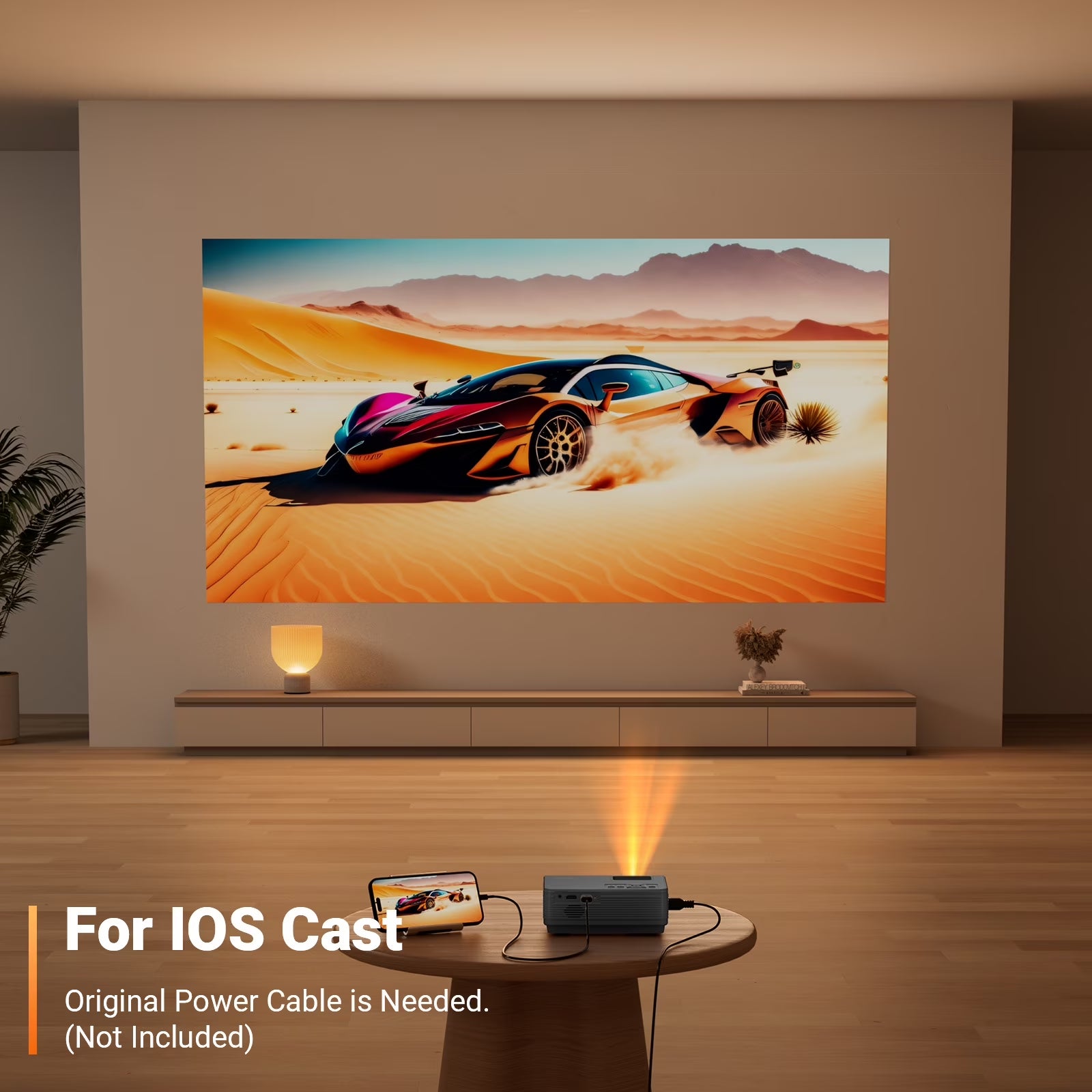 Portable 1080P Mini Projector, Compatible with iOS, Android, Windows, TV, HDMI, and USB - Black